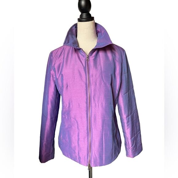 Spanner Nylon Iridescent Purple Full Zip Winter Coat with Zipped Pockets (Large) - Picture 1 of 8